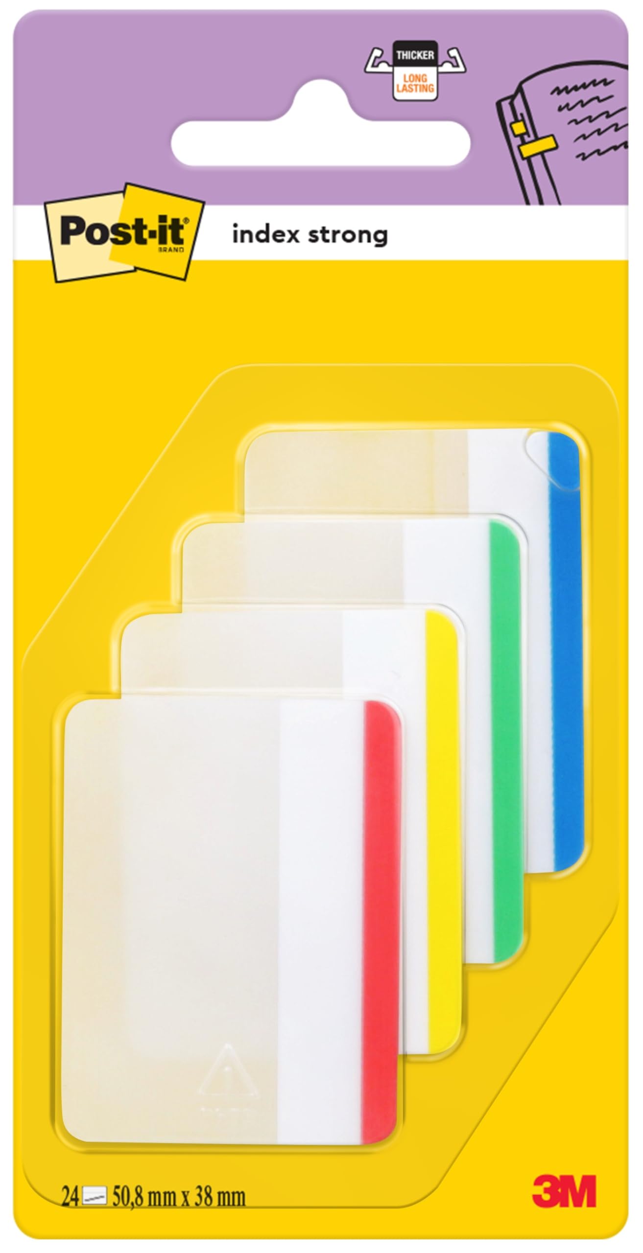Post-it 686F-1 Set Page Marker with Colored Edge, Extra Big, 24 Pieces, Blue/Green/Yellow/Red Extra Big 24 Pieces Blue/Green/Yellow/Red