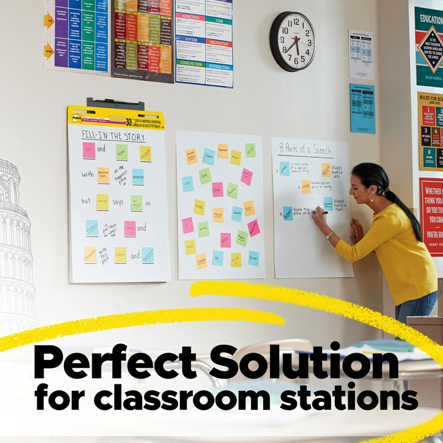 Post-it Super Sticky Meeting Charts, Convenience package, 6 pads, 30 sheets per pad, 635 mm x 762 mm, White Color, for Brainstorming Anywhere and Making All Ideas Visible 6 Pieces