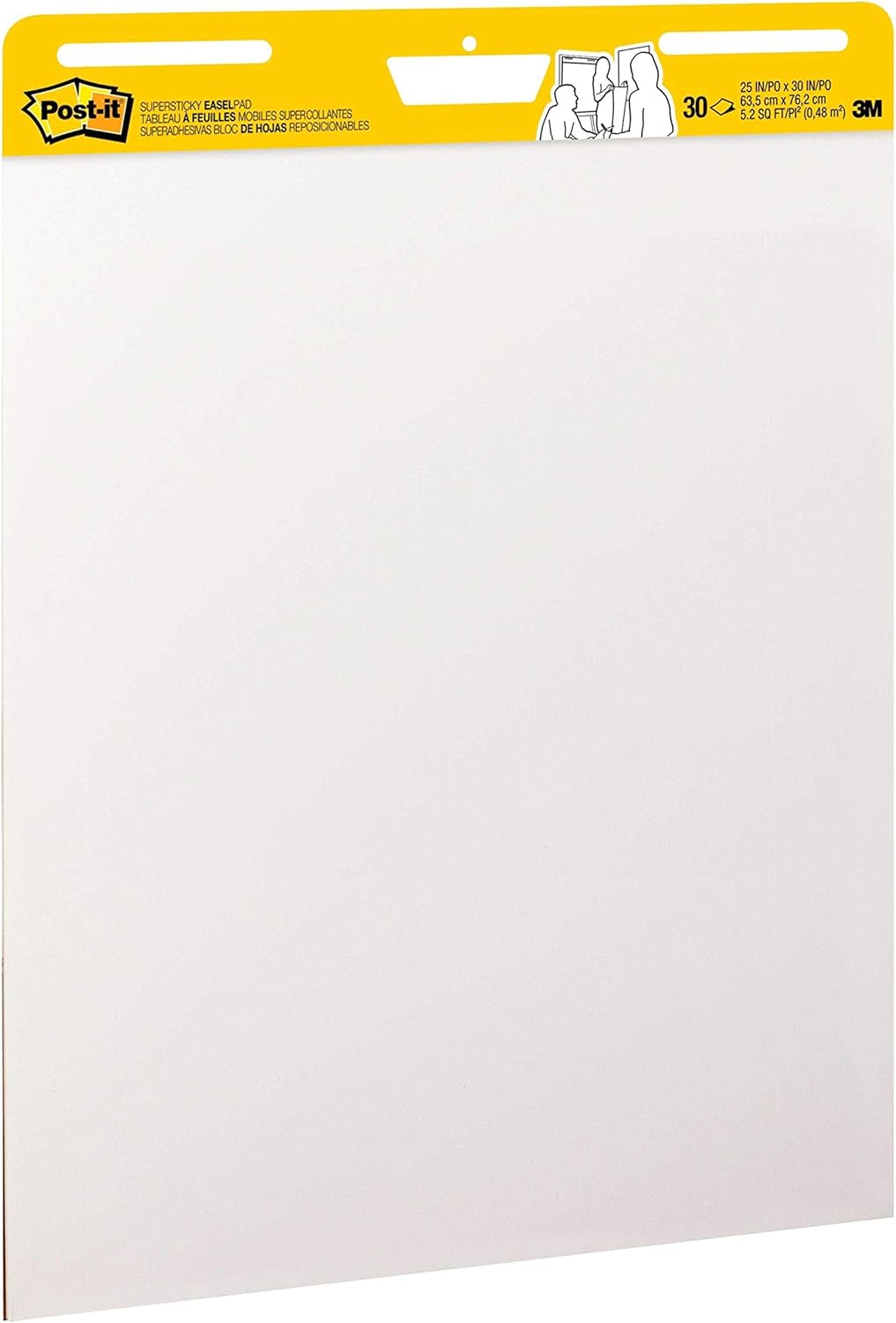 Post-it Super Sticky Meeting Charts, Convenience package, 6 pads, 30 sheets per pad, 635 mm x 762 mm, White Color, for Brainstorming Anywhere and Making All Ideas Visible 6 Pieces