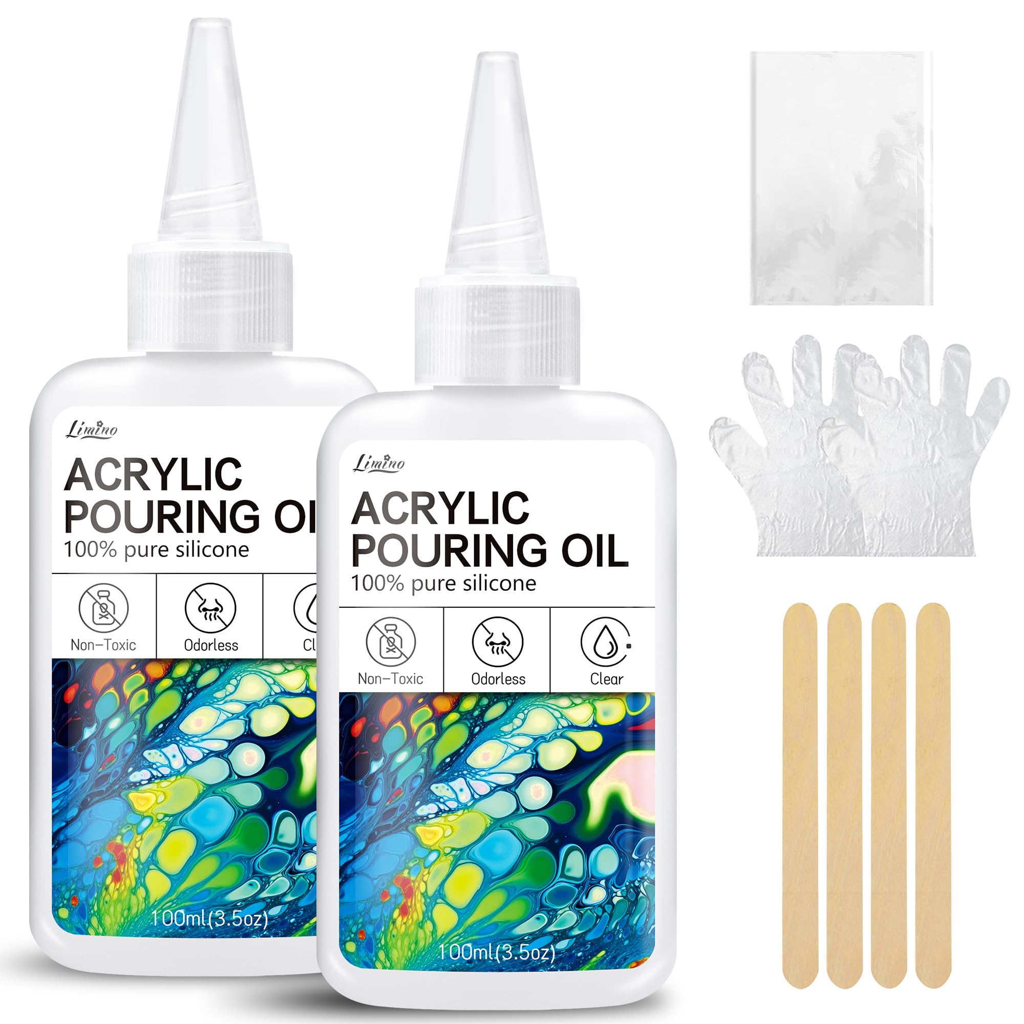 Premium Acrylic Paint Silicone Oil - 200 ml Pure Silicone Oil Medium Compatible with Acrylic Paint or Watercolor - Acrylic Colors for Painting, Cell Creation Activator