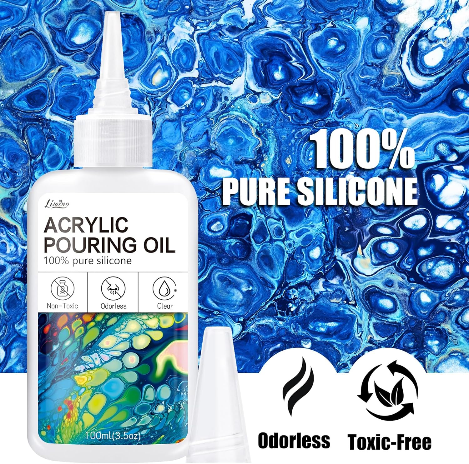 Premium Acrylic Paint Silicone Oil - 200 ml Pure Silicone Oil Medium Compatible with Acrylic Paint or Watercolor - Acrylic Colors for Painting, Cell Creation Activator