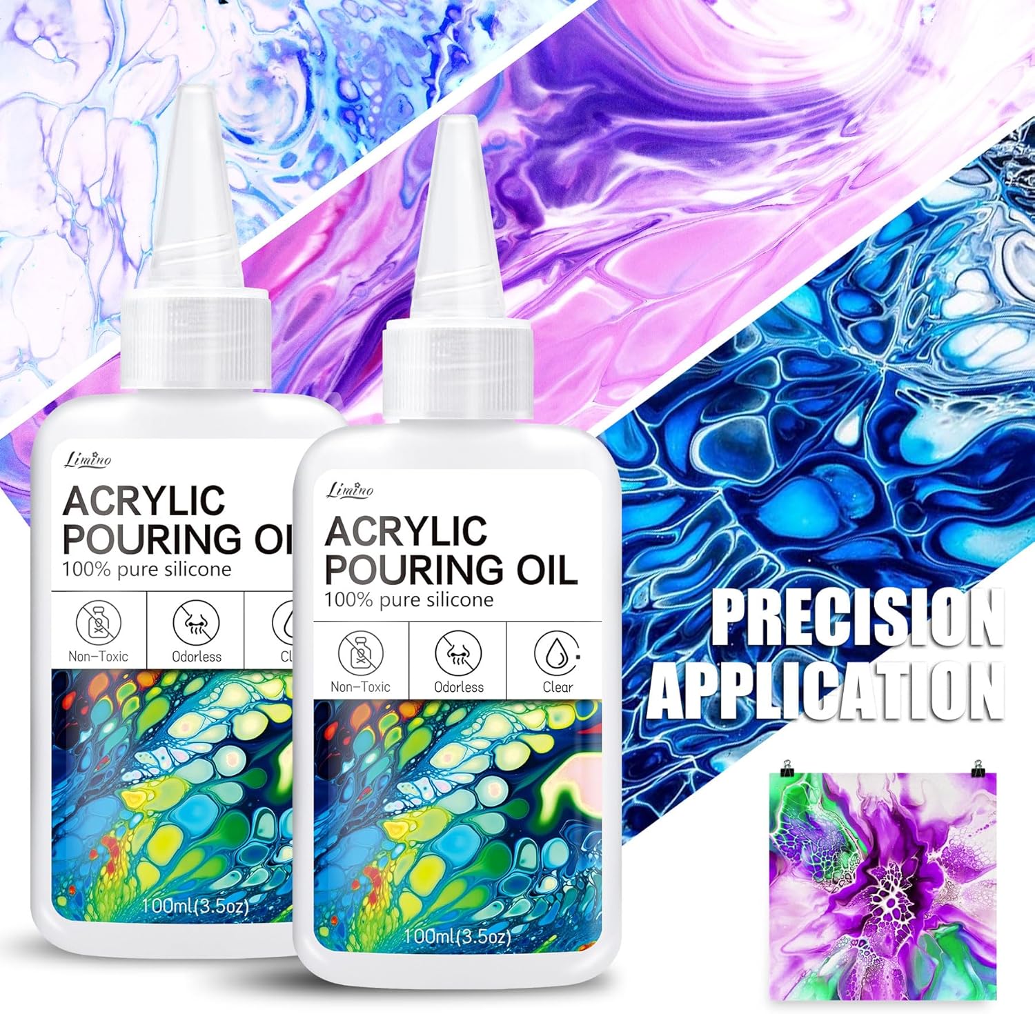 Premium Acrylic Paint Silicone Oil - 200 ml Pure Silicone Oil Medium Compatible with Acrylic Paint or Watercolor - Acrylic Colors for Painting, Cell Creation Activator