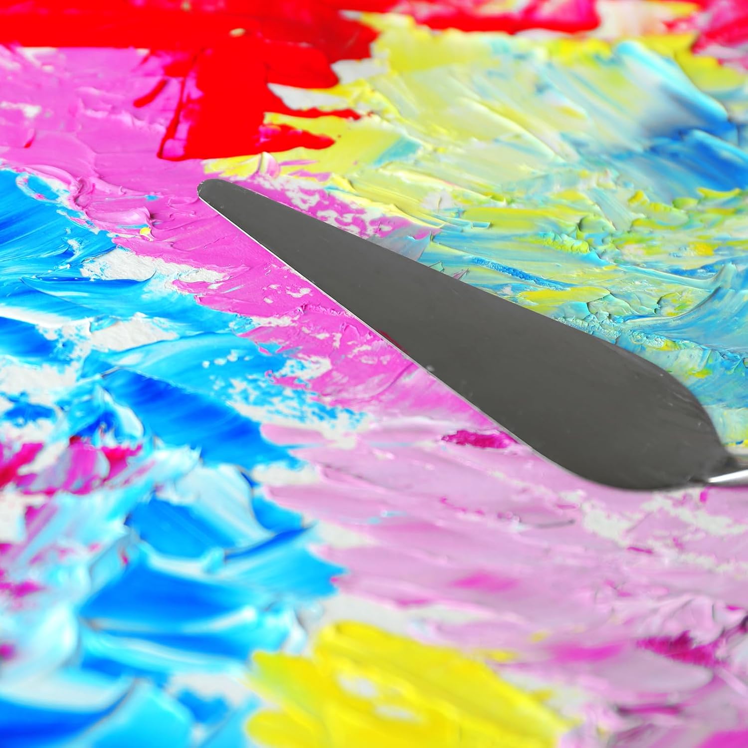 QUARKZMAN 9pcs E1-E9 Painting Spatulas Set Stainless Steel Palette Knives Painting Pallet Scrapers with Plastic Handle for Spreading Mixing Acrylic Oil