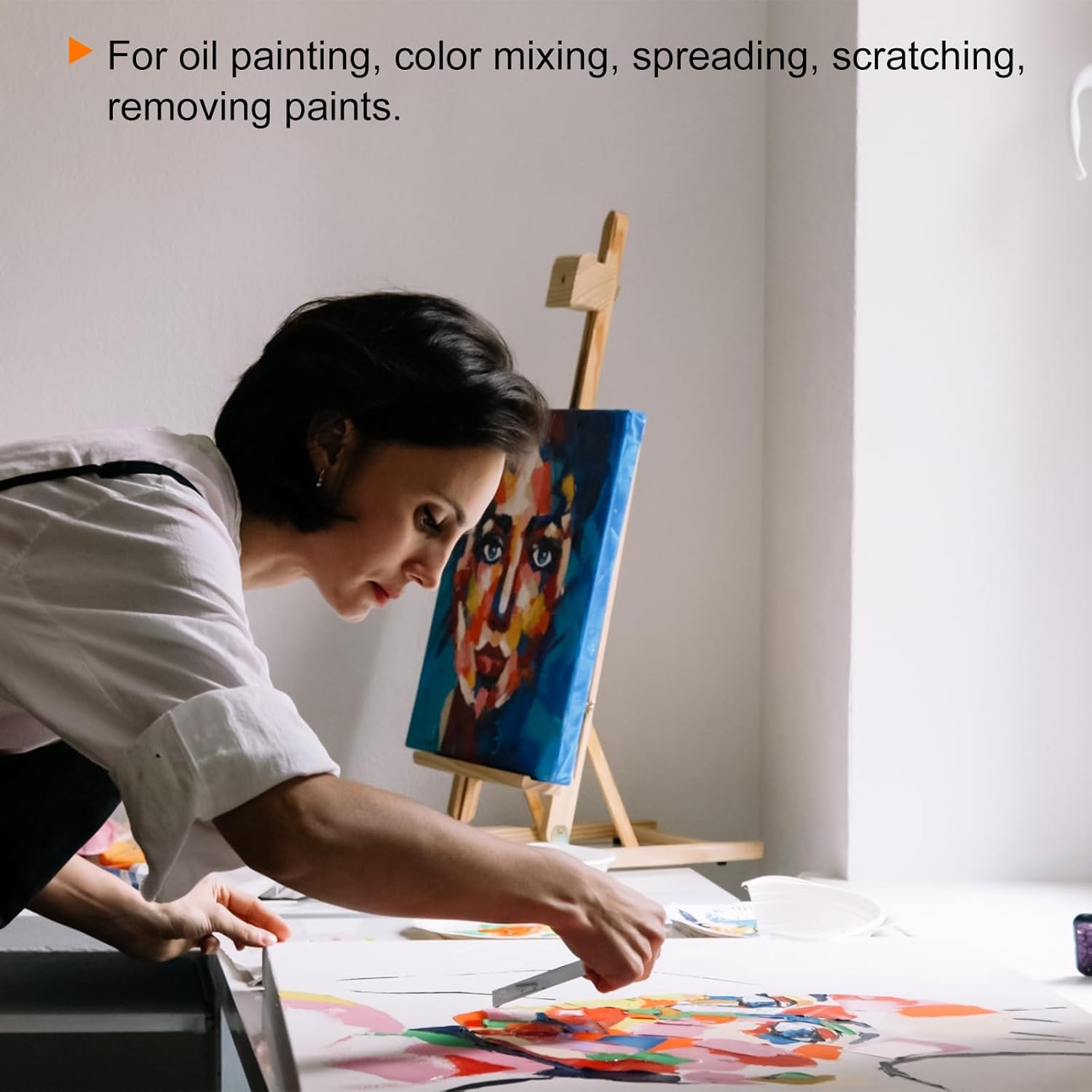 QUARKZMAN 9pcs E1-E9 Painting Spatulas Set Stainless Steel Palette Knives Painting Pallet Scrapers with Plastic Handle for Spreading Mixing Acrylic Oil