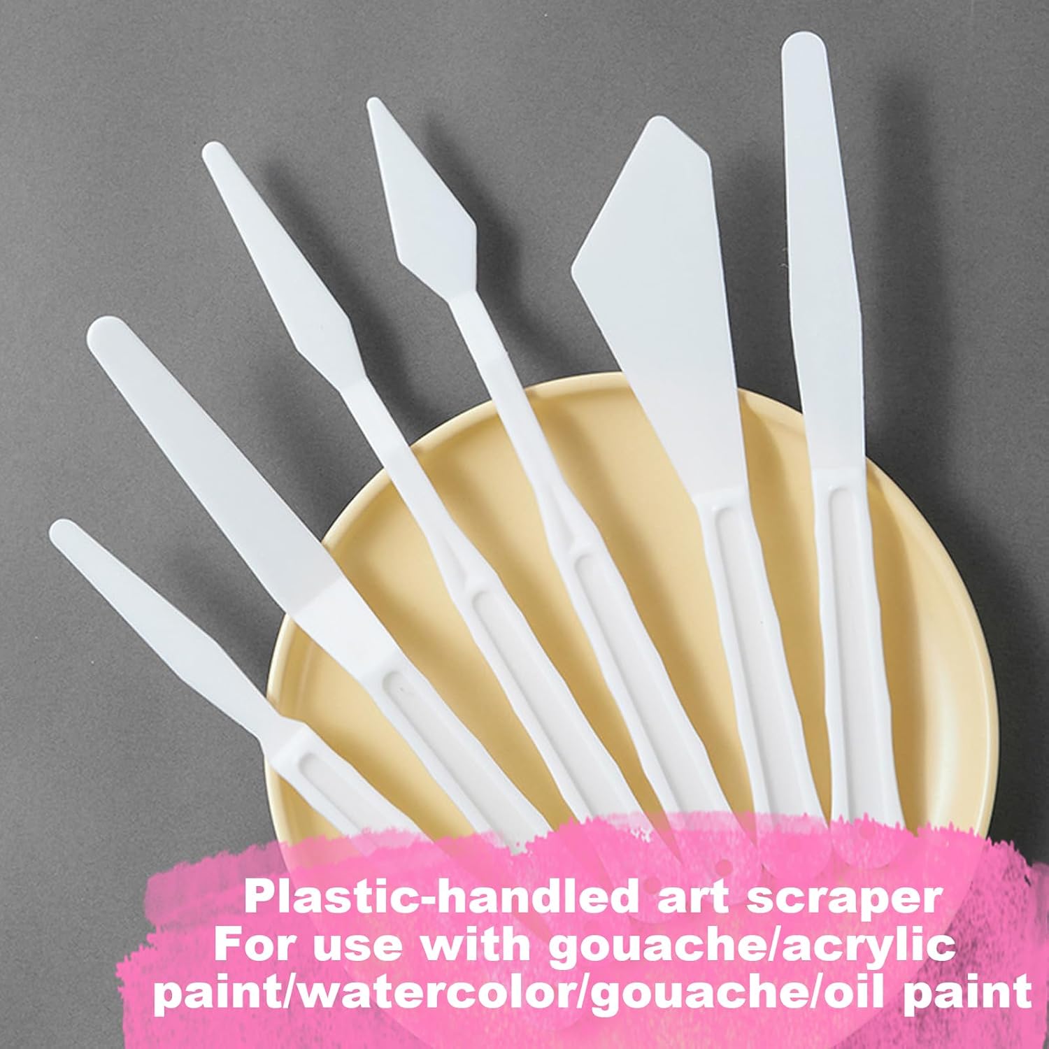 Set of 4 Clear Acrylic Painting Palette, Acrylic Paint Mixing Palette with 6 Plastic Painting Knives, Non-Stick for DIY Crafts Oil Painting