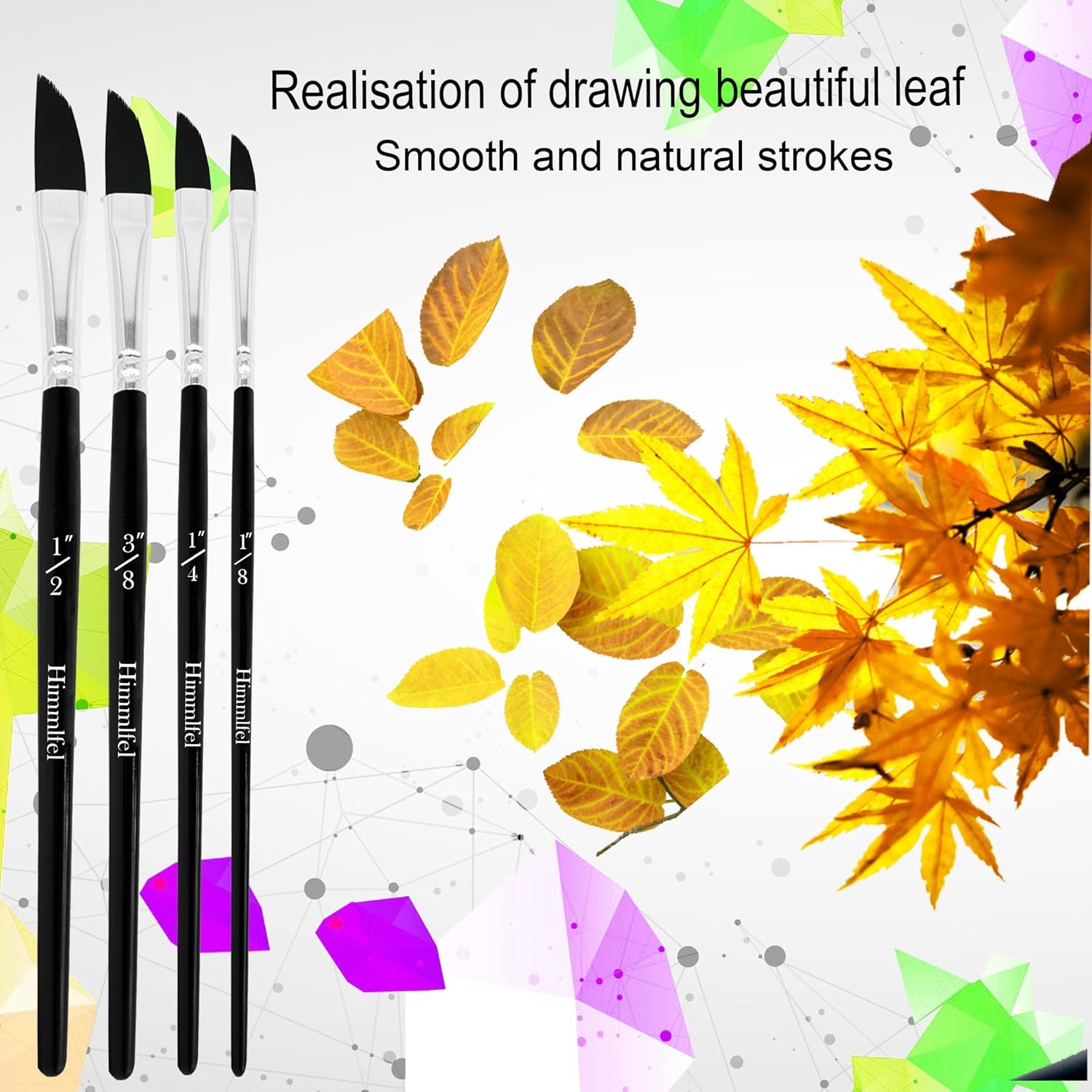 Set of 4 Dagger Paint Brushes, Striper Dagger for Watercolor and Acrylic, Professional for Artists and Beginners, Size 1/8", 1/4", 3/8", 1/2"