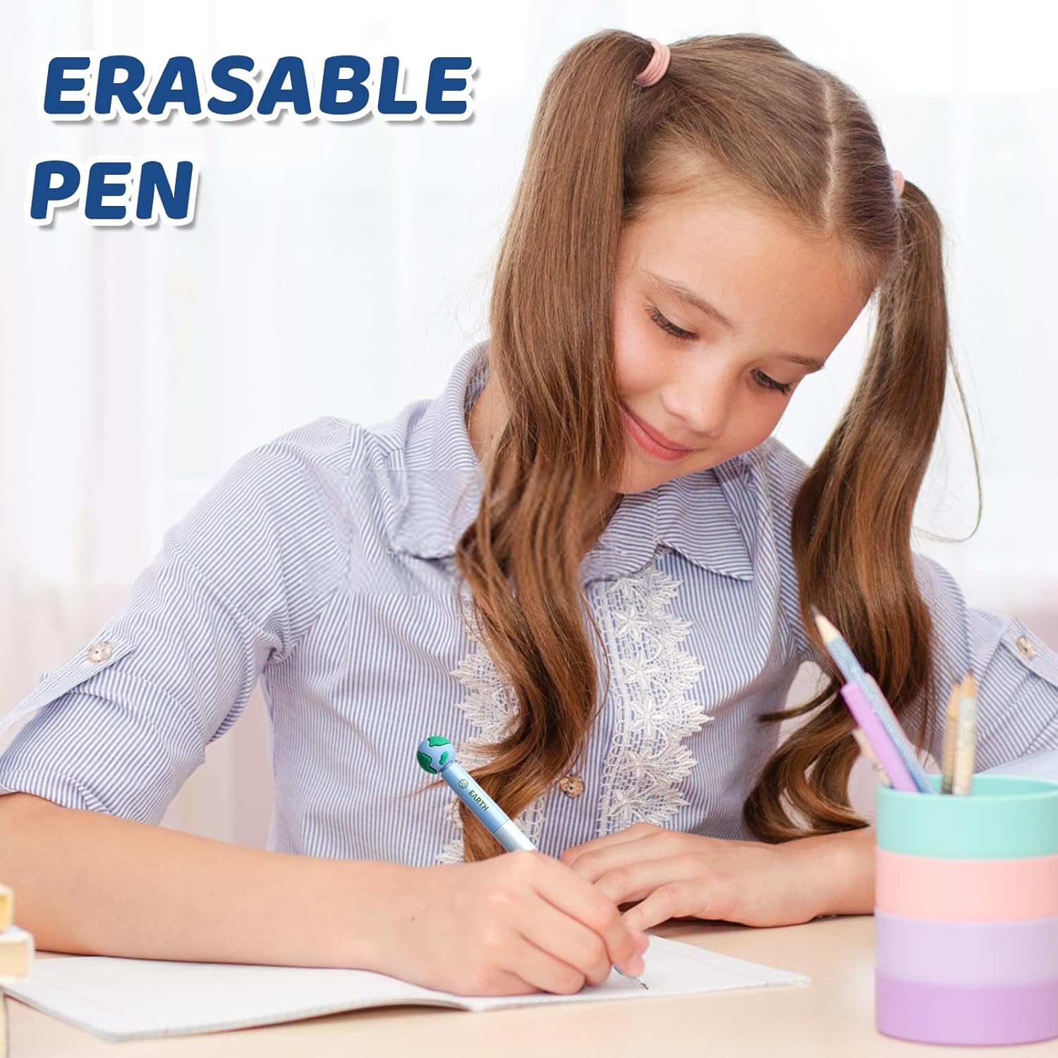 Set of 4 Erasable Ballpoint Pens, Rollerball Pens with Erasable Ink, Retractable Pen Set Ideal for Students, Perfect Gift for School and Office