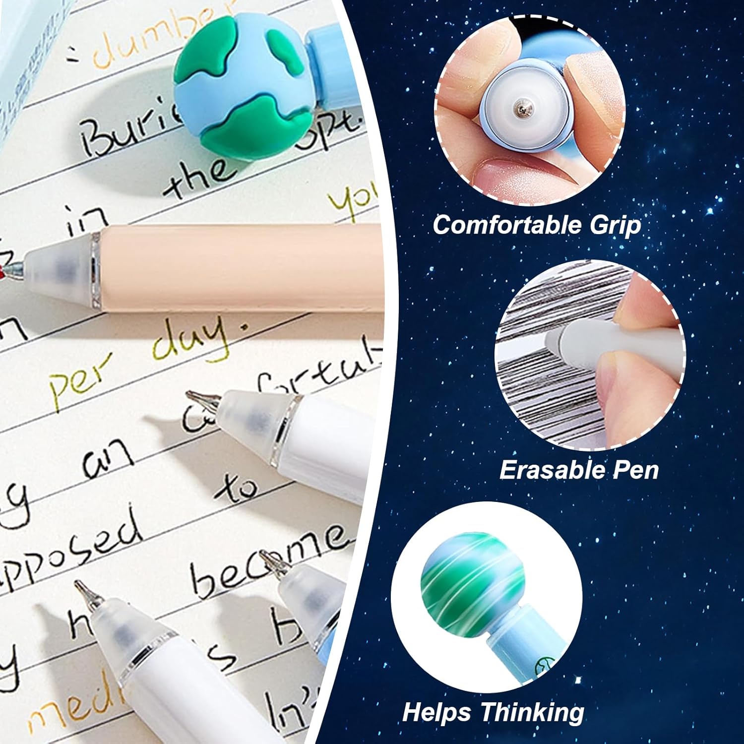 Set of 4 Erasable Ballpoint Pens, Rollerball Pens with Erasable Ink, Retractable Pen Set Ideal for Students, Perfect Gift for School and Office