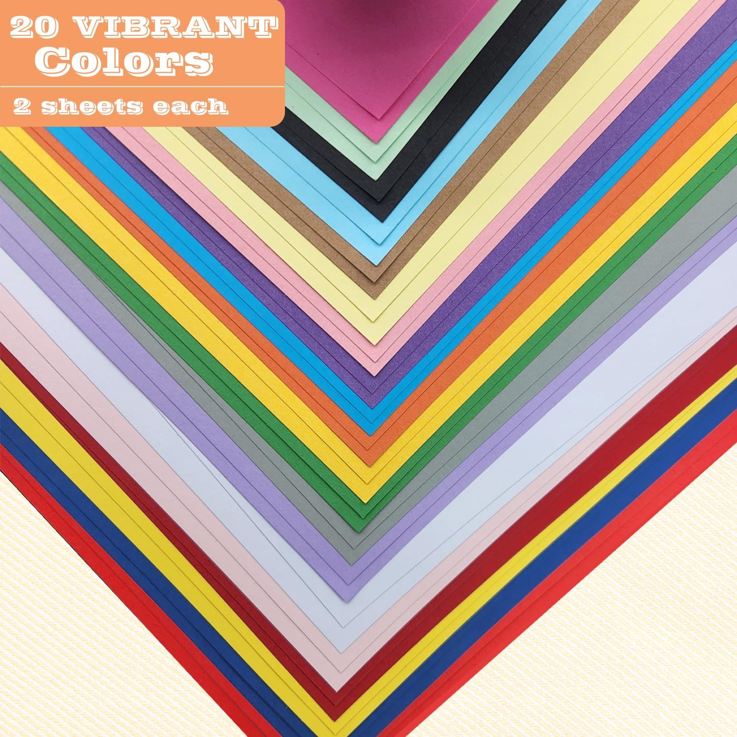 Set of 40 Sheets of A4 Colored Card, 20 Colours, 230gsm, Thick Card for Card Making, Scrapbooking, Office Printing and Arts or Crafts