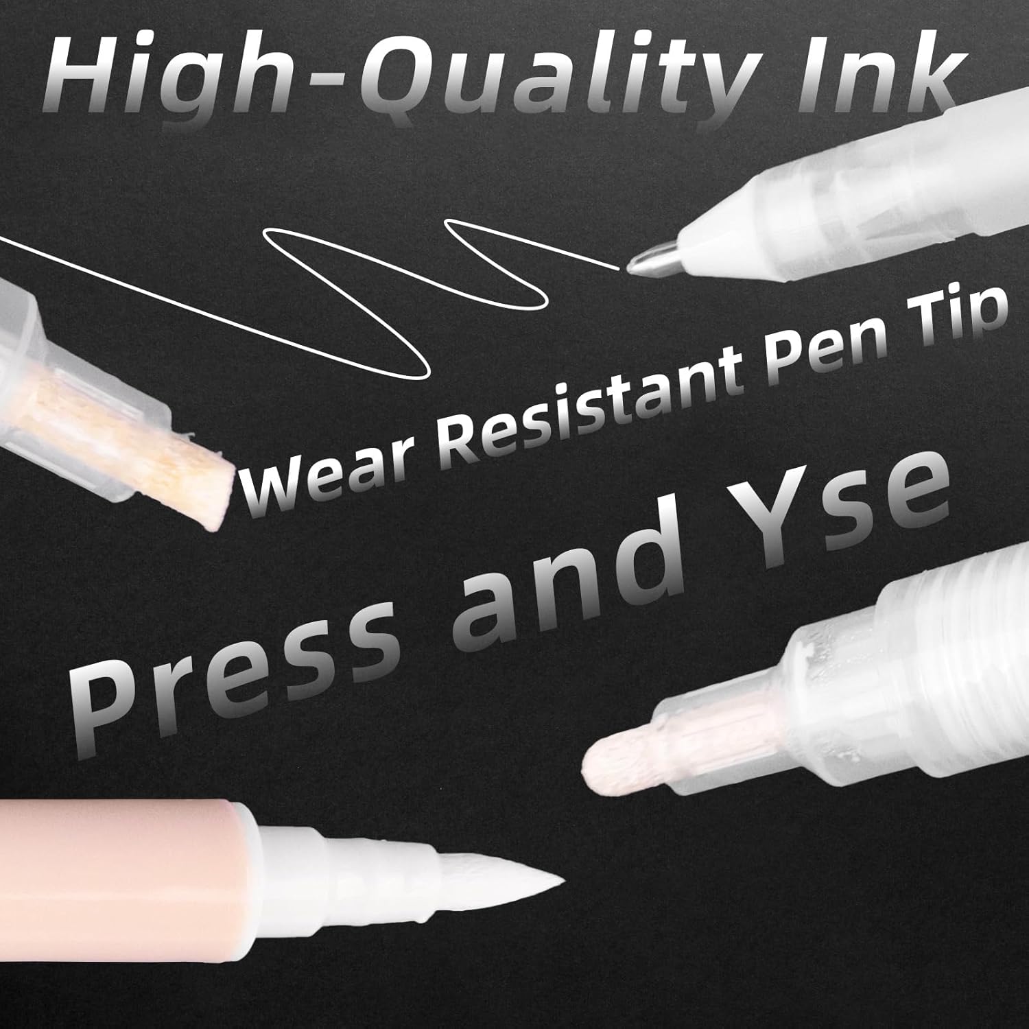 Set of 6 White Gel Pens - 0.6/0.8/1.0/1.2/2.0/4.0mm Bold Fine Tip White Pens for Art Drawing Highlighting Black Paper Scrapbooking Card Making Outlining