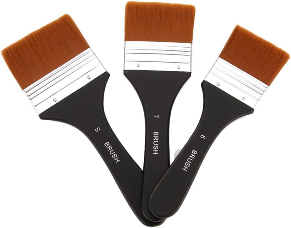 Set of 7 high quality artist brushes, flat nylon bristles, ergonomic design, practical and versatile, perfect for home decoration