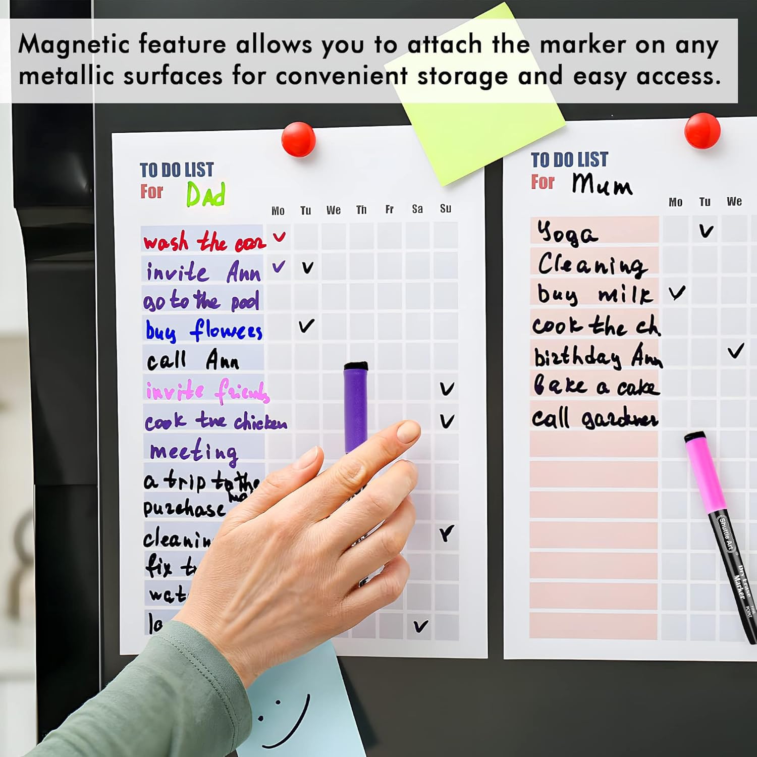 Shuttle Art 32 Pack Whiteboard Pens, 16 Colors Magnetic Whiteboard Dry Erase Markers with Eraser, Office, Home 16 Colors x 2