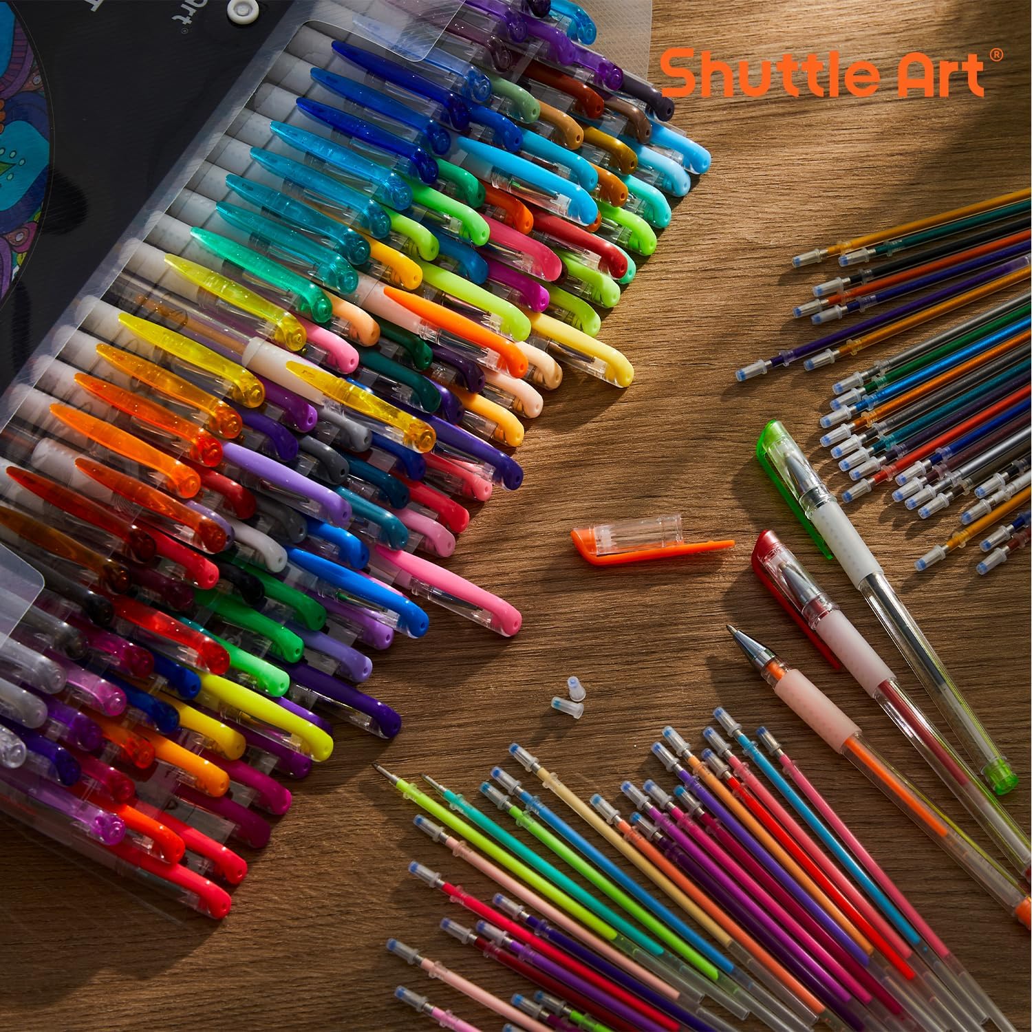 Shuttle Art Gel Pen Set, 260 Colors, 220% Ink, 130 Gel Pens, 130 Ink Refills, Glitter, Neon, Pastel, Metallic, Ideal for Coloring Books, Sketching, Drawing and Writing 130 Colors+130