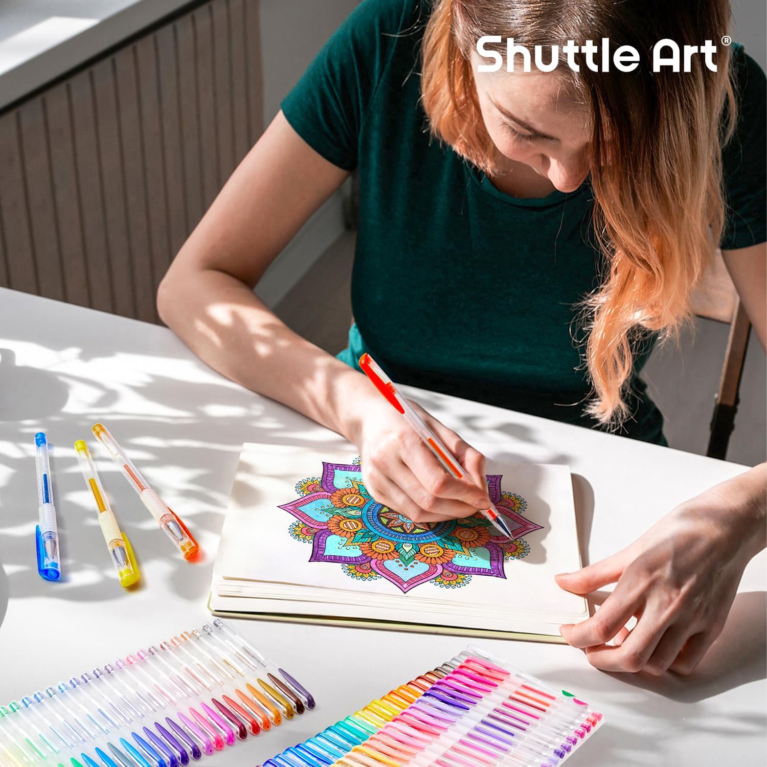 Shuttle Art Gel Pen Set, 260 Colors, 220% Ink, 130 Gel Pens, 130 Ink Refills, Glitter, Neon, Pastel, Metallic, Ideal for Coloring Books, Sketching, Drawing and Writing 130 Colors+130