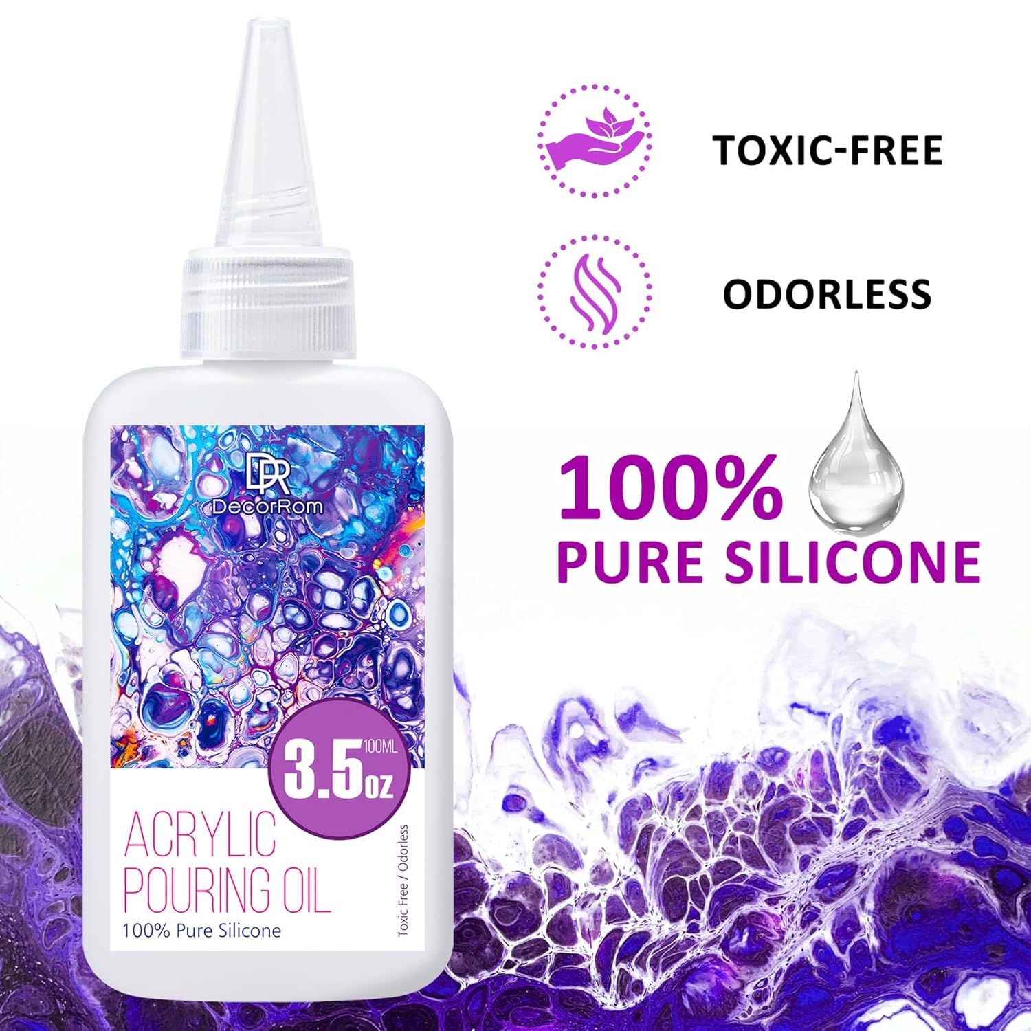 Silicone Oil, 200ml of 100% organic silicon acrylic payment oil, compatible with acrylic and watercolor activists, is used to produce dramatic cells