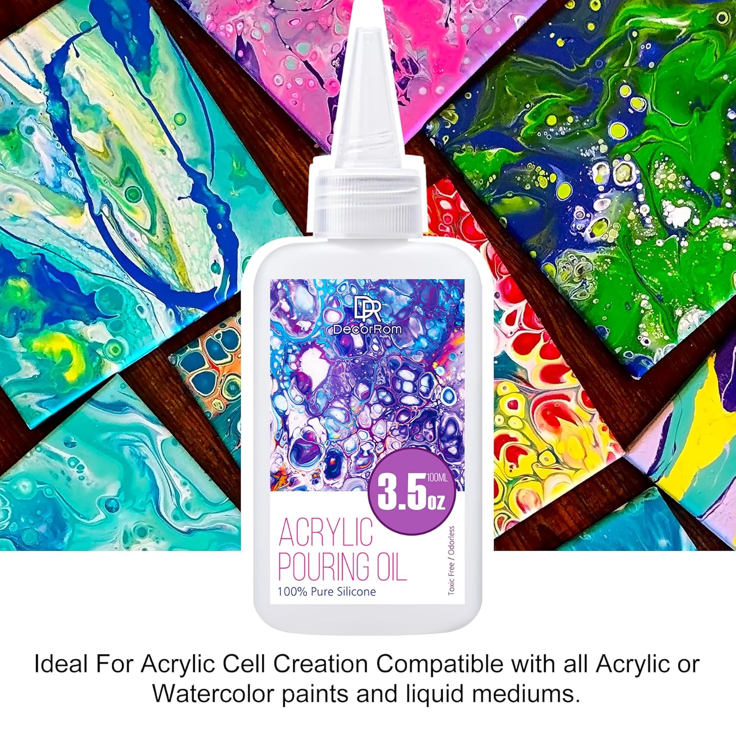 Silicone Oil, 200ml of 100% organic silicon acrylic payment oil, compatible with acrylic and watercolor activists, is used to produce dramatic cells