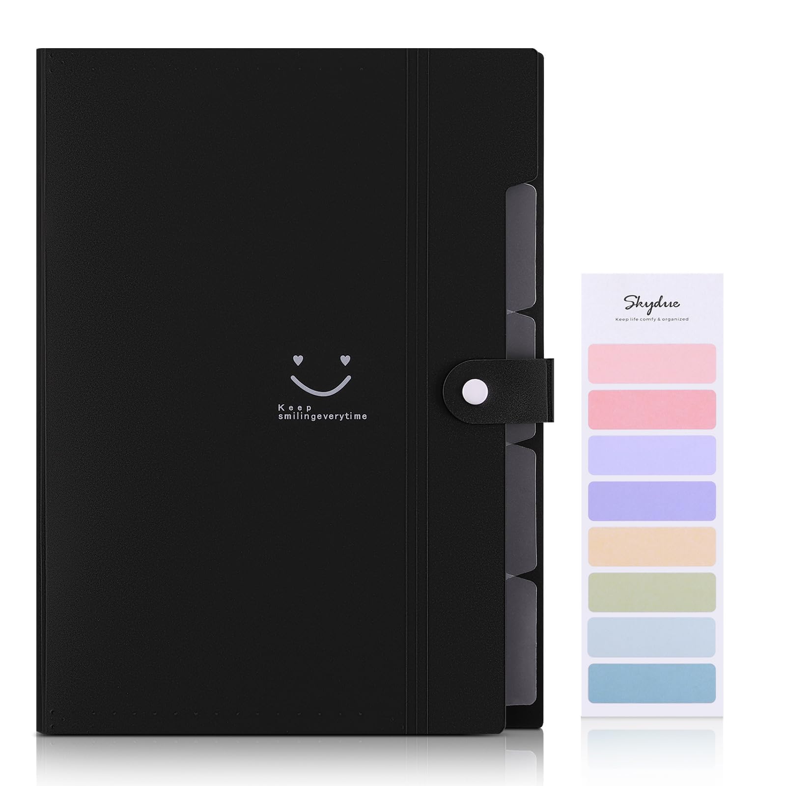 SKYDUE A4 Document Folder, Document Holder with 5 Pockets, Document Folders, Portable Accordion File Folder for Home School and Business Trip Hospital (Black) Black -1