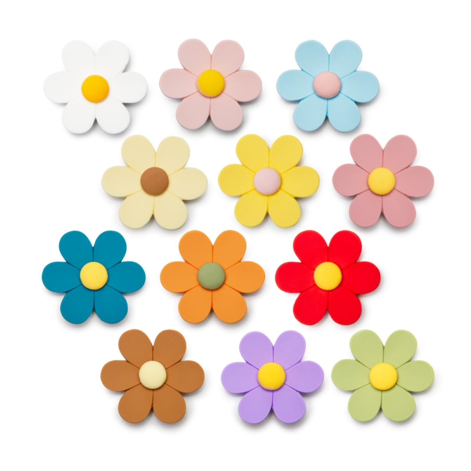 Small 3D Cabinet Magnets, Colorful Strong Decorative Fridge Magnets for Whiteboard, Kitchen and Office (Small and 12 Pieces) Large Colorful Flowers (12 Pieces)