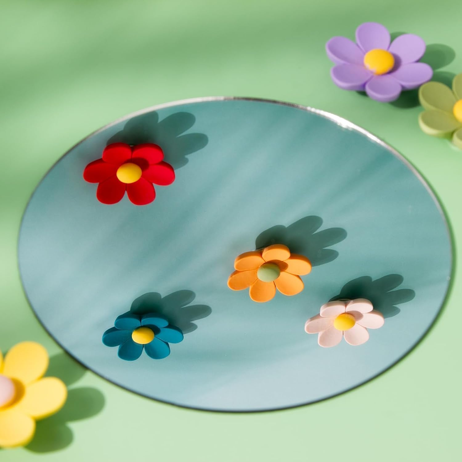 Small 3D Cabinet Magnets, Colorful Strong Decorative Fridge Magnets for Whiteboard, Kitchen and Office (Small and 12 Pieces) Large Colorful Flowers (12 Pieces)