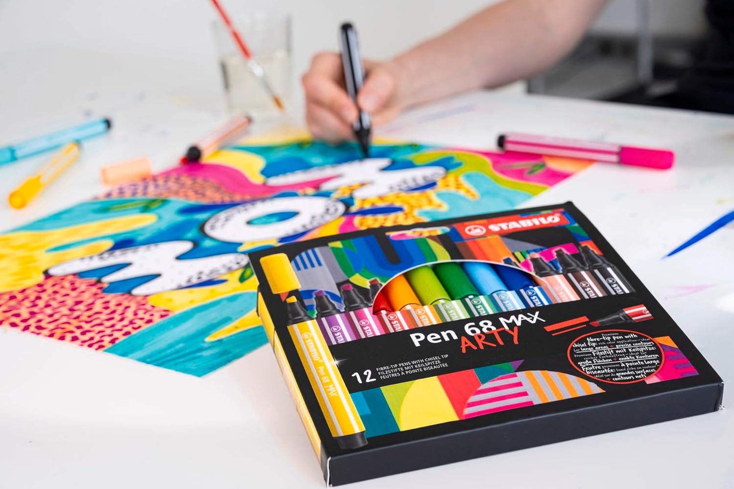STABILO Pen 68 MAX - Premium double line marker (1 + 5 mm) - ARTY - Metal box of 20 - Assorted colors