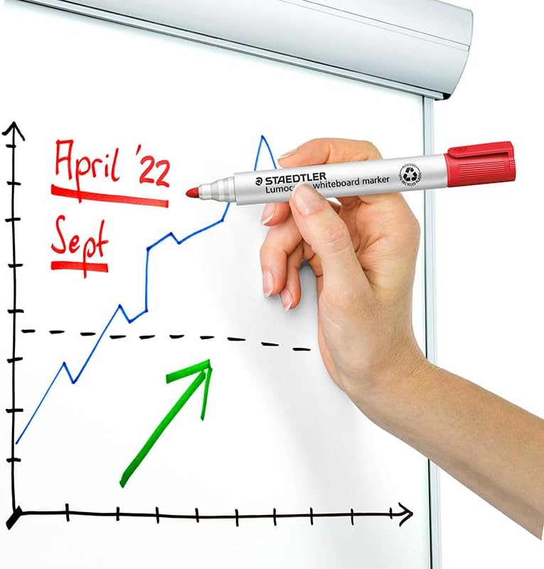 STAEDTLER Lumocolor Whiteboard Marker, Pack of 8, Round Tip, 351 WP8 Multicolor 8 Units (Pack of 1) Round Tip