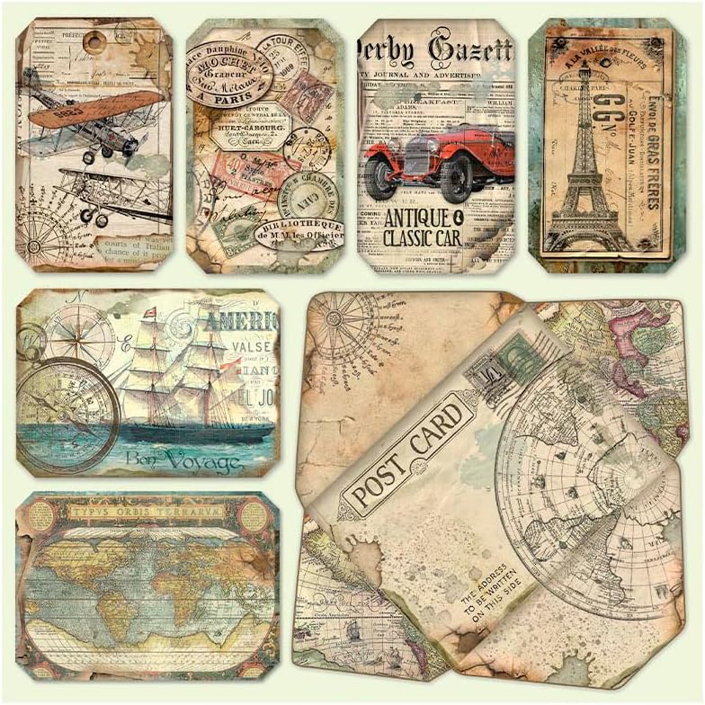 Stamperia Paper Pad 10 Sheets Double Sided Around the World, Multicoloured, 12" x 12" Around The World 12" x 12"