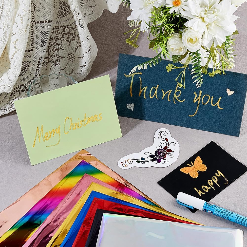 SUPERFINDINGS 60 Sheets Toner Reactive Foil 10 Colors Transfer Foil Paper A4 Foil Paper Sheet for Laser Printer + Laminator Metallic DIY Craft Embossing Cards Making 11.4x7.3inch 10 Colors-60 Sheets