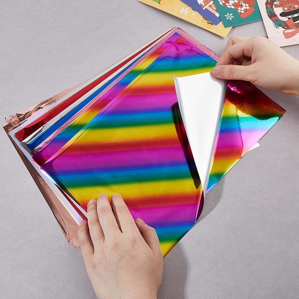 SUPERFINDINGS 60 Sheets Toner Reactive Foil 10 Colors Transfer Foil Paper A4 Foil Paper Sheet for Laser Printer + Laminator Metallic DIY Craft Embossing Cards Making 11.4x7.3inch 10 Colors-60 Sheets