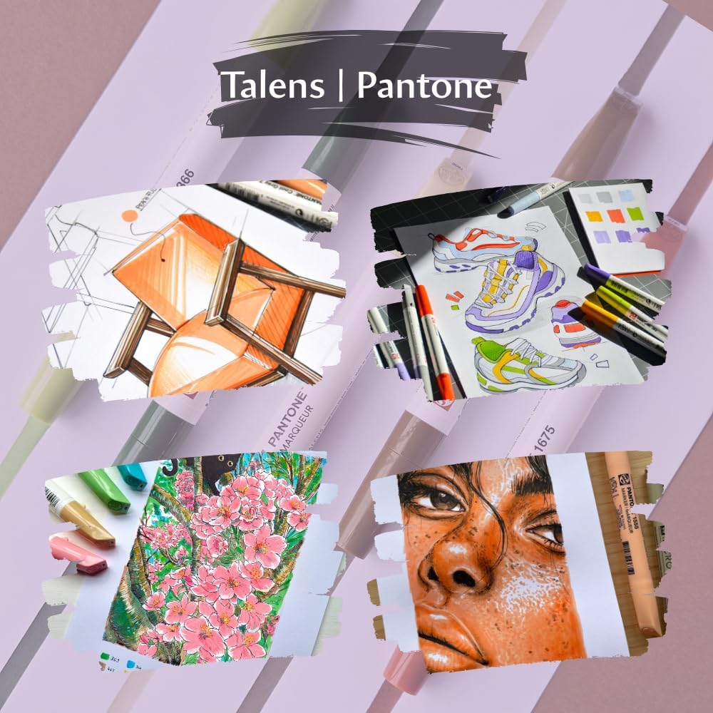 Talens | Pantone Set of 54 Additional Markers | Double Tip Pen with Brush and Chisel Tip | Water-based pigmented ink in Pantone colours