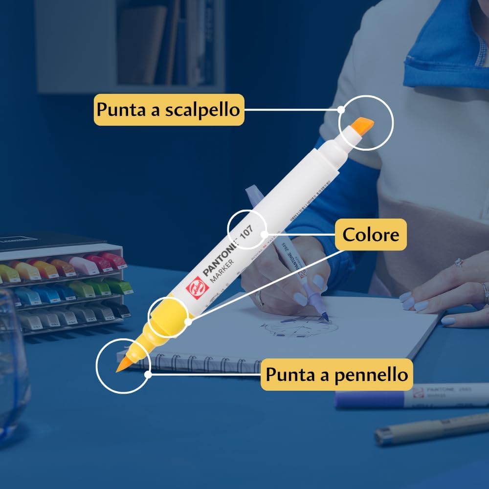 Talens | Pantone Set of 54 Additional Markers | Double Tip Pen with Brush and Chisel Tip | Water-based pigmented ink in Pantone colours
