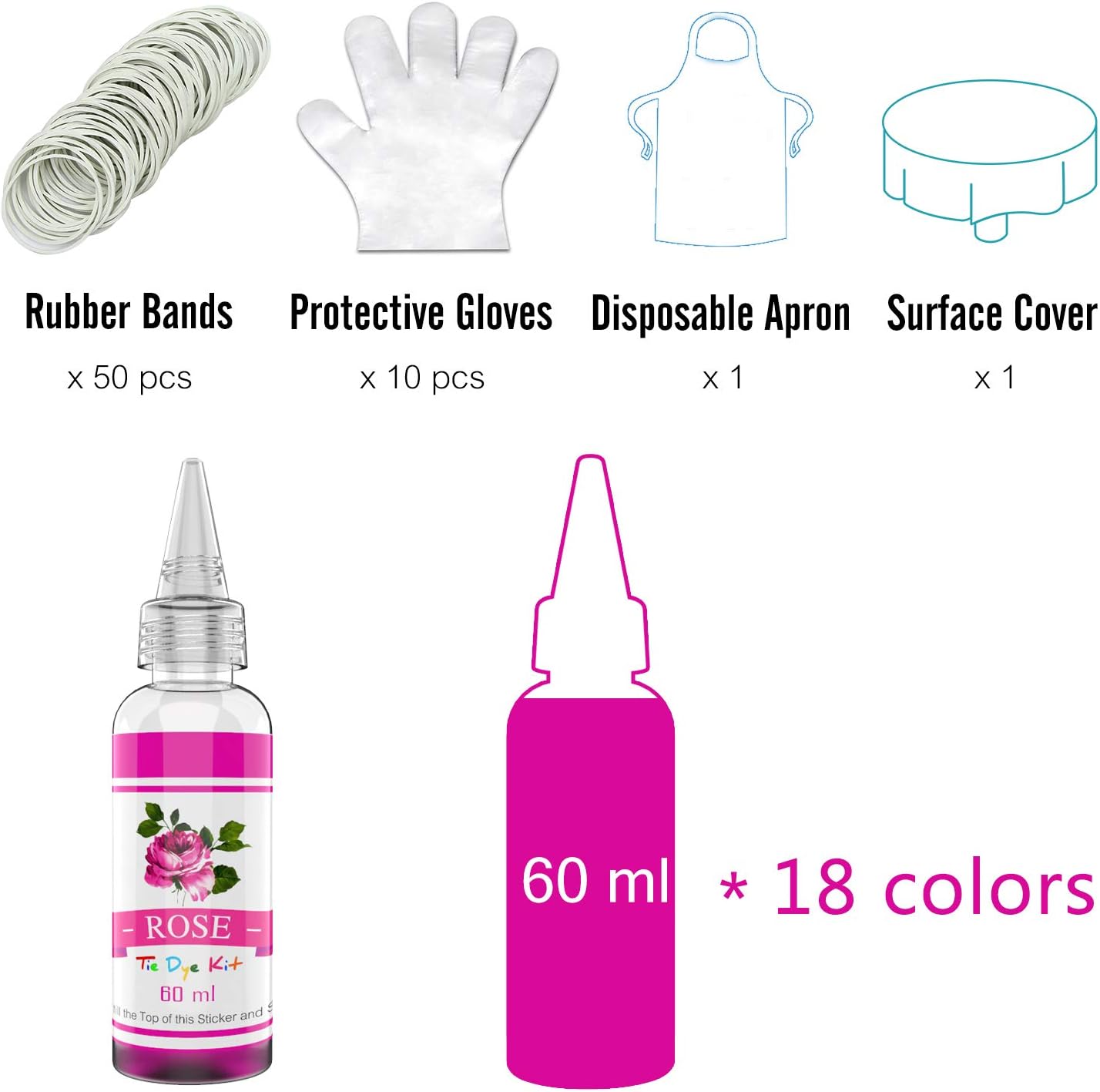 Tie Dye Kit 18 Colors - Permanent Fabric Dye Tie Dye for Kids and Adults DIY Clothes Painting - Vibrant Tie-Dye Fabric Dyes for Shirts, Shirt, Hoodie, DIY Fashion, Parties