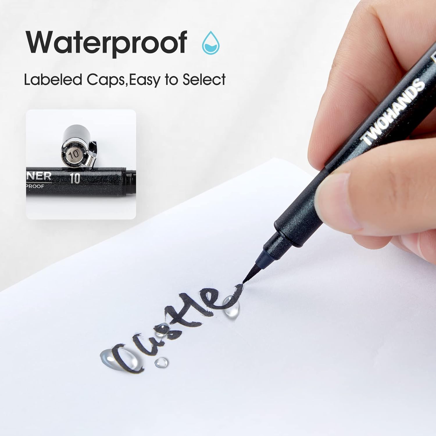 TWOHANDS 12 Pcs Drawing Pens, Fineliner, Black Tip Fine Pigment Liner, Markers, waterproof, pens for technical drawing illustrations sketches manga notes, 902188