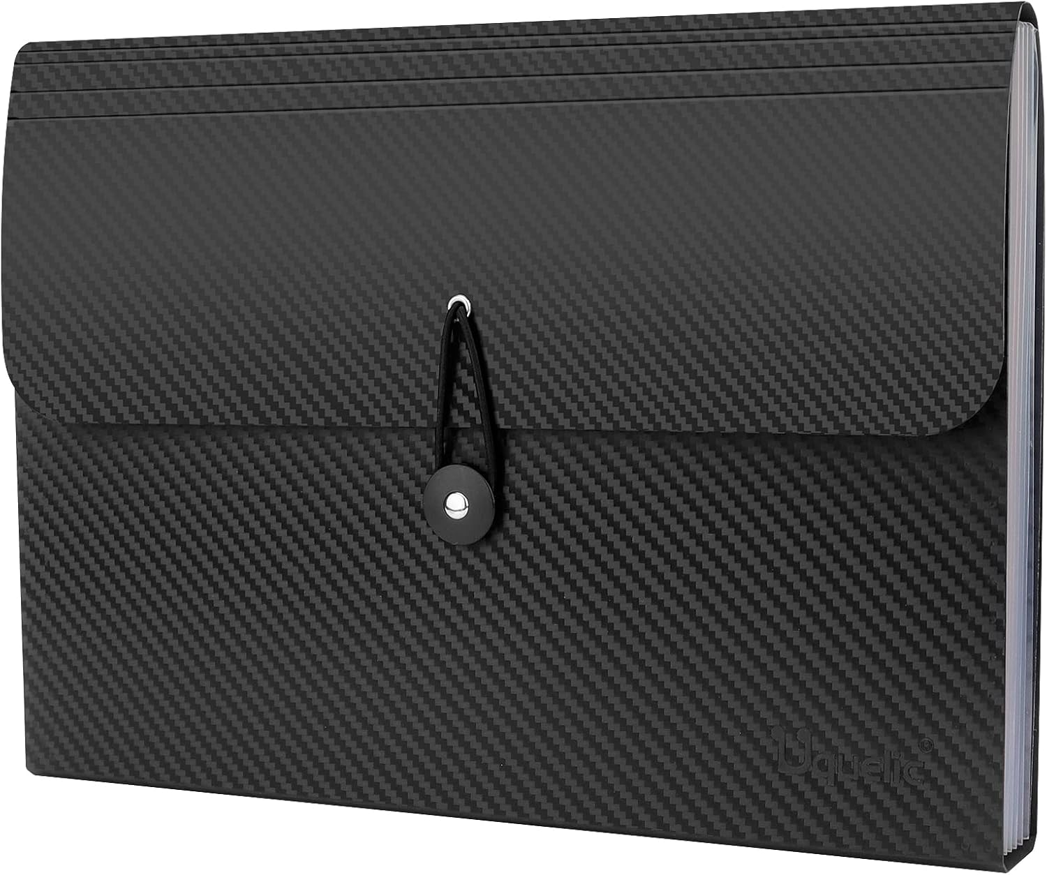Uquelic Expandable A4 File Organizer Plastic Folder with 13 Compartments, Document Folders with Lid (Black Twill) 1 Piece 13 Pockets Black