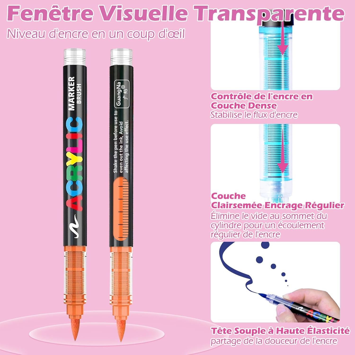 VAKKI Acrylic Markers, 60 Colors Acrylic Marker Brush pen for Painting Stones, Fabrics, Metal, Glass, Wood, Canvas, Ceramics, Plastic, markers for adult coloring (60)
