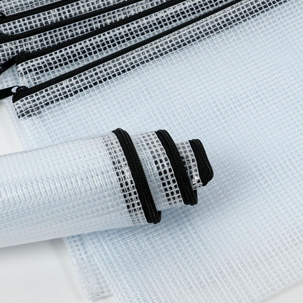 Vicloon A4 A5 A6 File Bags, 15 Pieces Waterproof Zip Bag, Mesh Document Bag Portable Document Bag for Cosmetic Office Supplies Travel Accessories A4+A5+A6(15PCS)