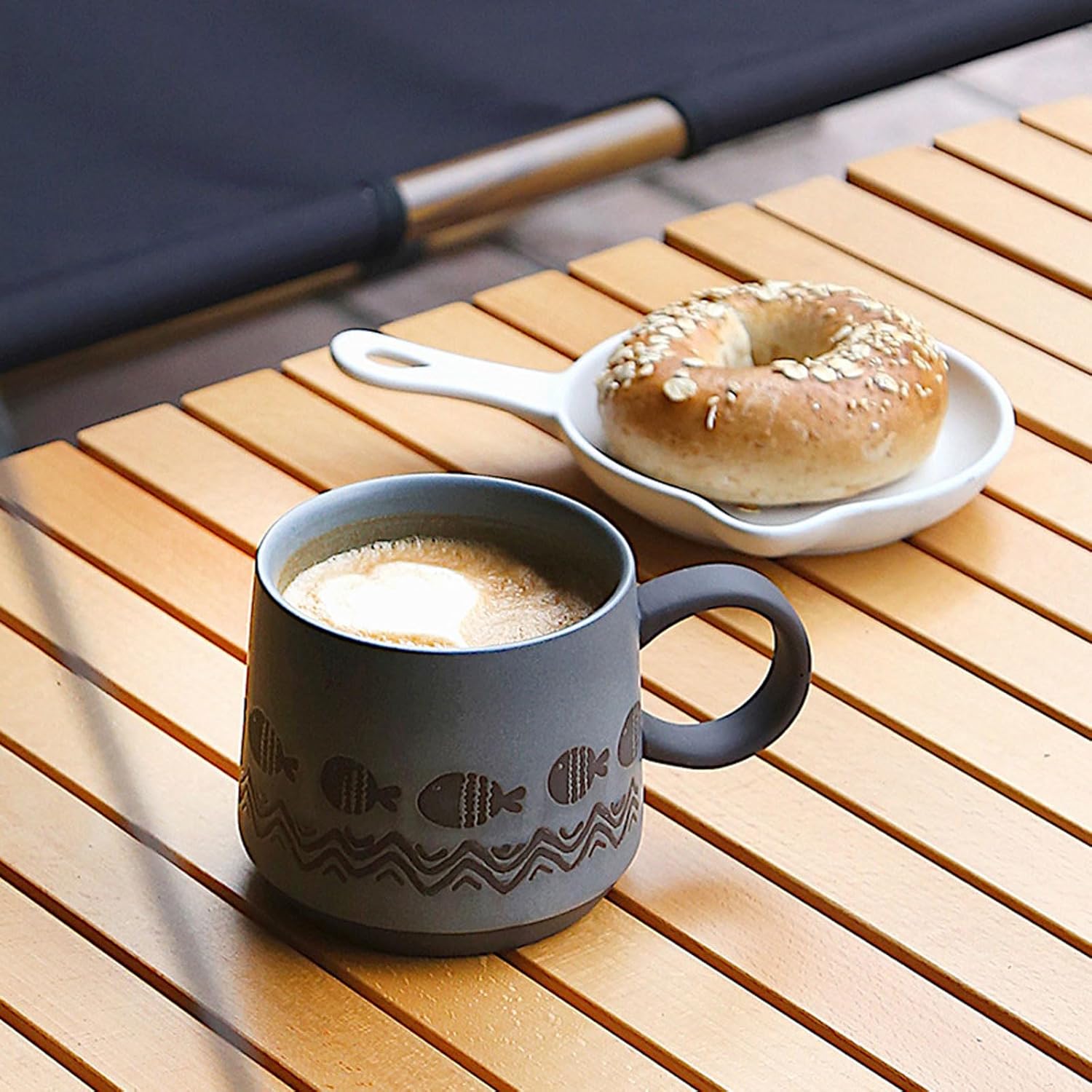 Vintage Coffee Cups, 450ml Grand Ceramica Mug, Vintage Ceramic Mug, Enjoy Your Free Time (Bamboo)