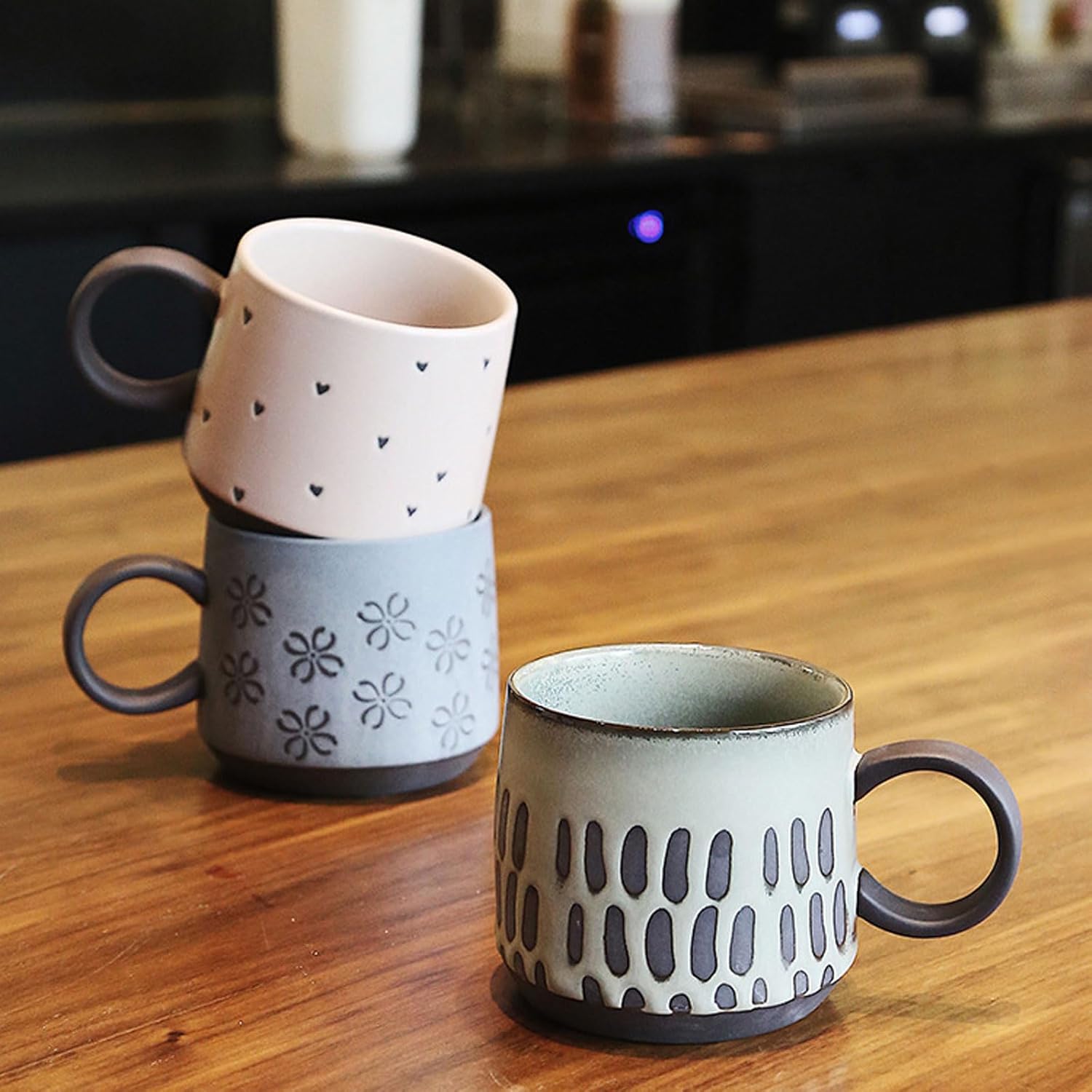 Vintage Coffee Cups, 450ml Grand Ceramica Mug, Vintage Ceramic Mug, Enjoy Your Free Time (Bamboo)