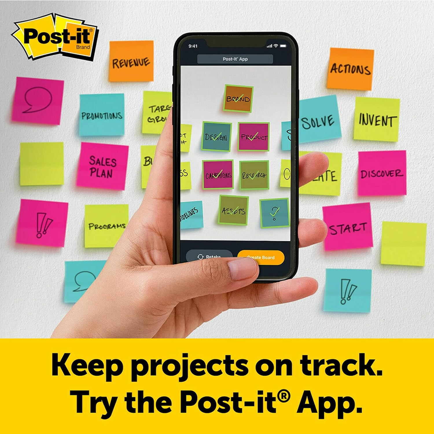Wall Pad of Post-it Sheets with Removable Adhesive Super Sticky 566, White, 58.4 cm x 50.8 cm, 20 Sheets/Pad, 2 Pads/Pack, 100% PEFC, SGSCH-PEFC-COC-110078