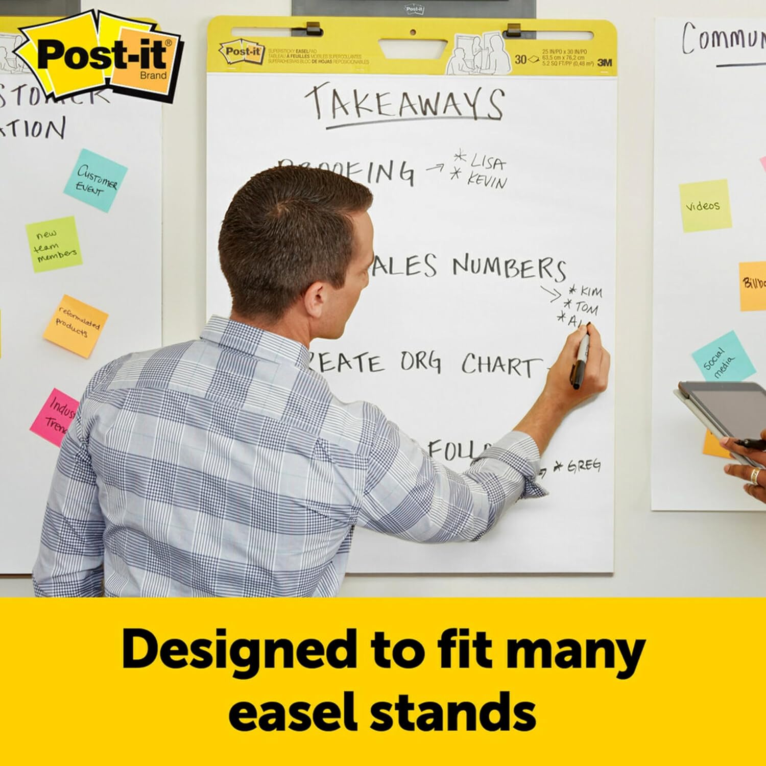 Wall Pad of Post-it Sheets with Removable Adhesive Super Sticky 566, White, 58.4 cm x 50.8 cm, 20 Sheets/Pad, 2 Pads/Pack, 100% PEFC, SGSCH-PEFC-COC-110078