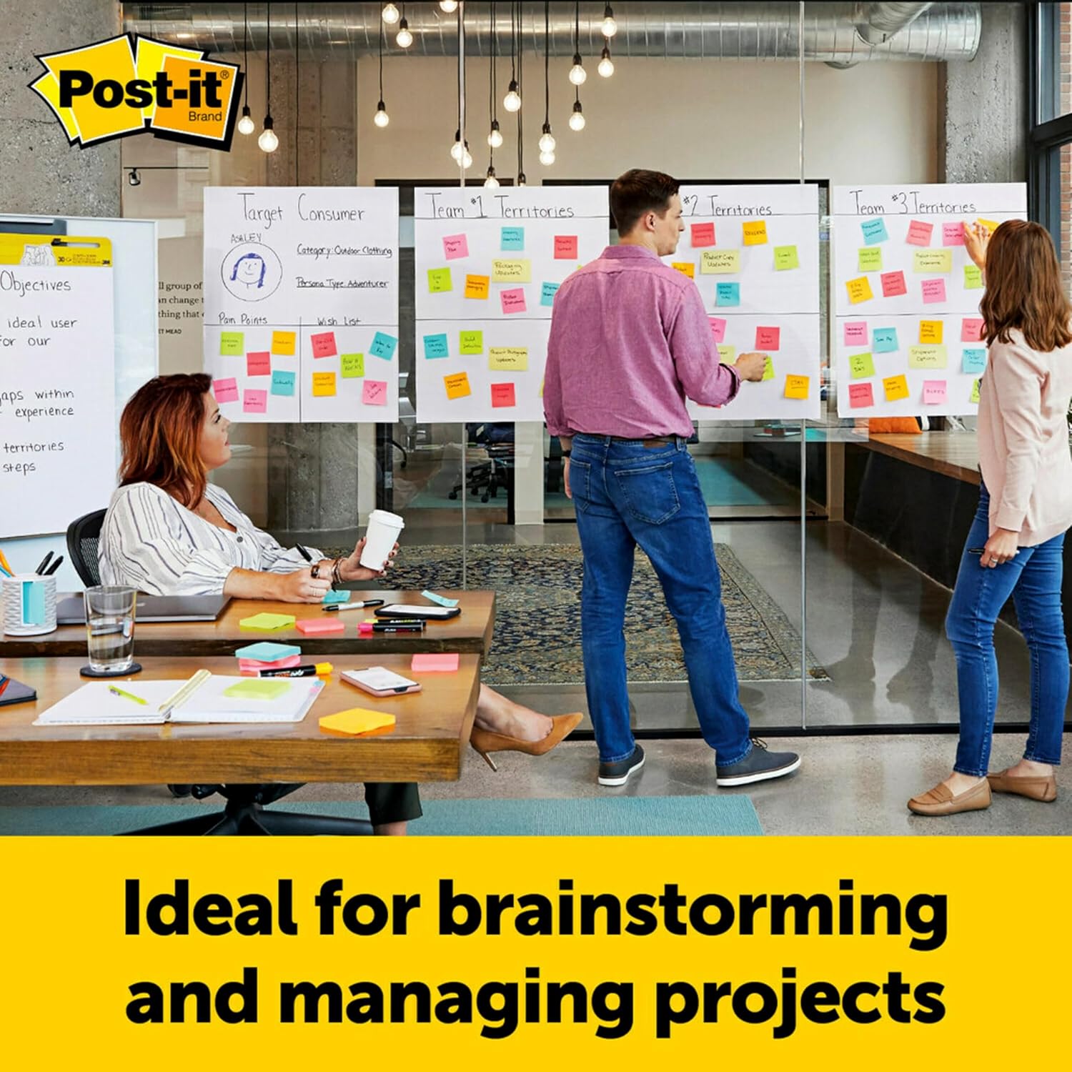 Wall Pad of Post-it Sheets with Removable Adhesive Super Sticky 566, White, 58.4 cm x 50.8 cm, 20 Sheets/Pad, 2 Pads/Pack, 100% PEFC, SGSCH-PEFC-COC-110078