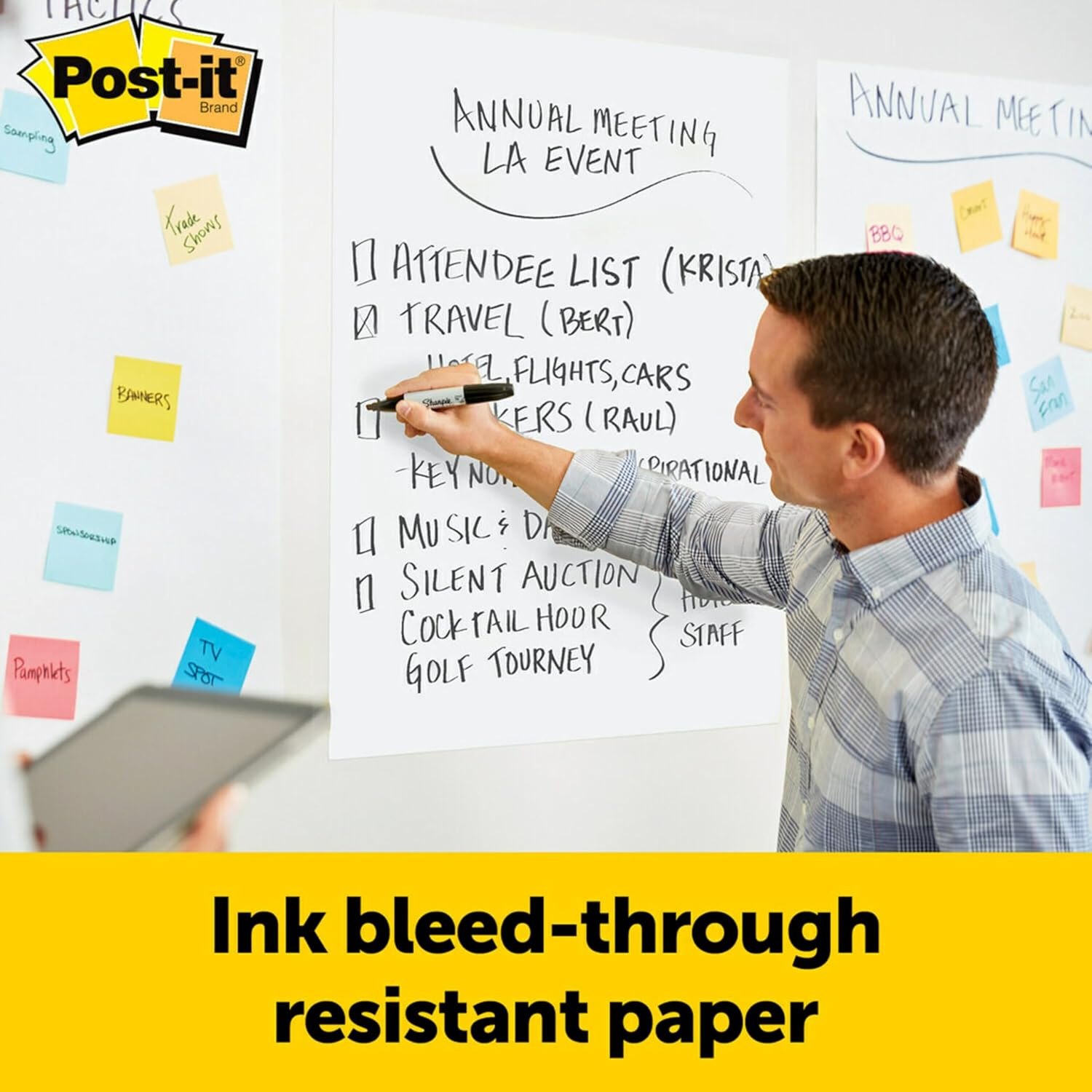 Wall Pad of Post-it Sheets with Removable Adhesive Super Sticky 566, White, 58.4 cm x 50.8 cm, 20 Sheets/Pad, 2 Pads/Pack, 100% PEFC, SGSCH-PEFC-COC-110078