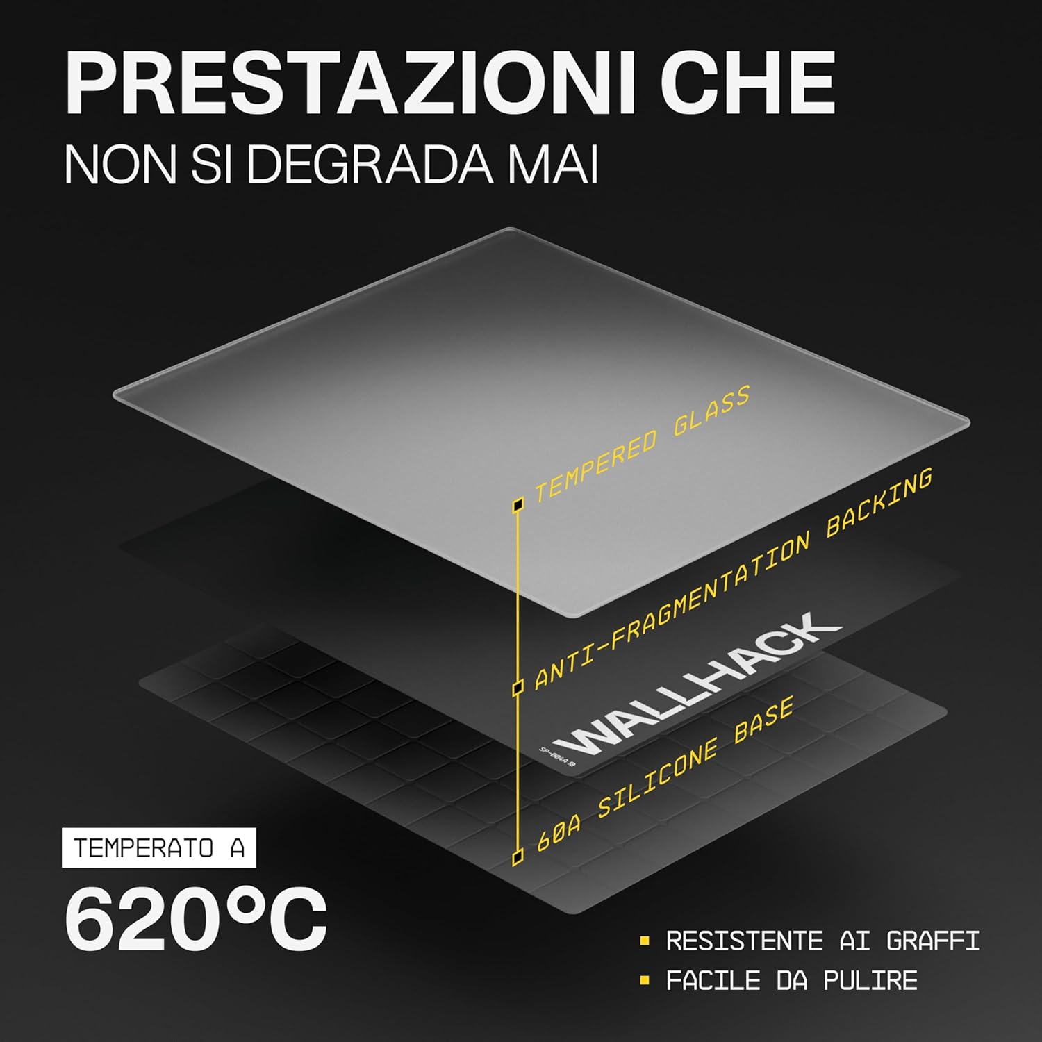 Wallhack SP-004A Glass Gaming Mousepad – 4th Generation Micro-Etched Surface, Ultra-Fast Scrolling with Stopping Power, Tempered Glass, Durable and Portable, 390x450mm | Black SP-004A Black
