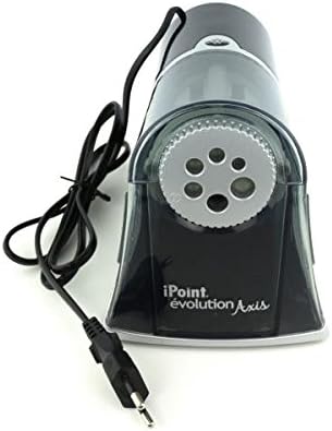 Westcott E-15509 00 iPoint Axis electric pencil sharpener with automatic tip stop, 6 different openings, grey/black