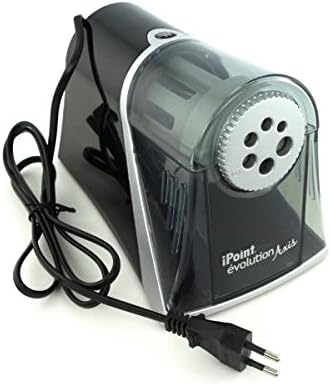 Westcott E-15509 00 iPoint Axis electric pencil sharpener with automatic tip stop, 6 different openings, grey/black