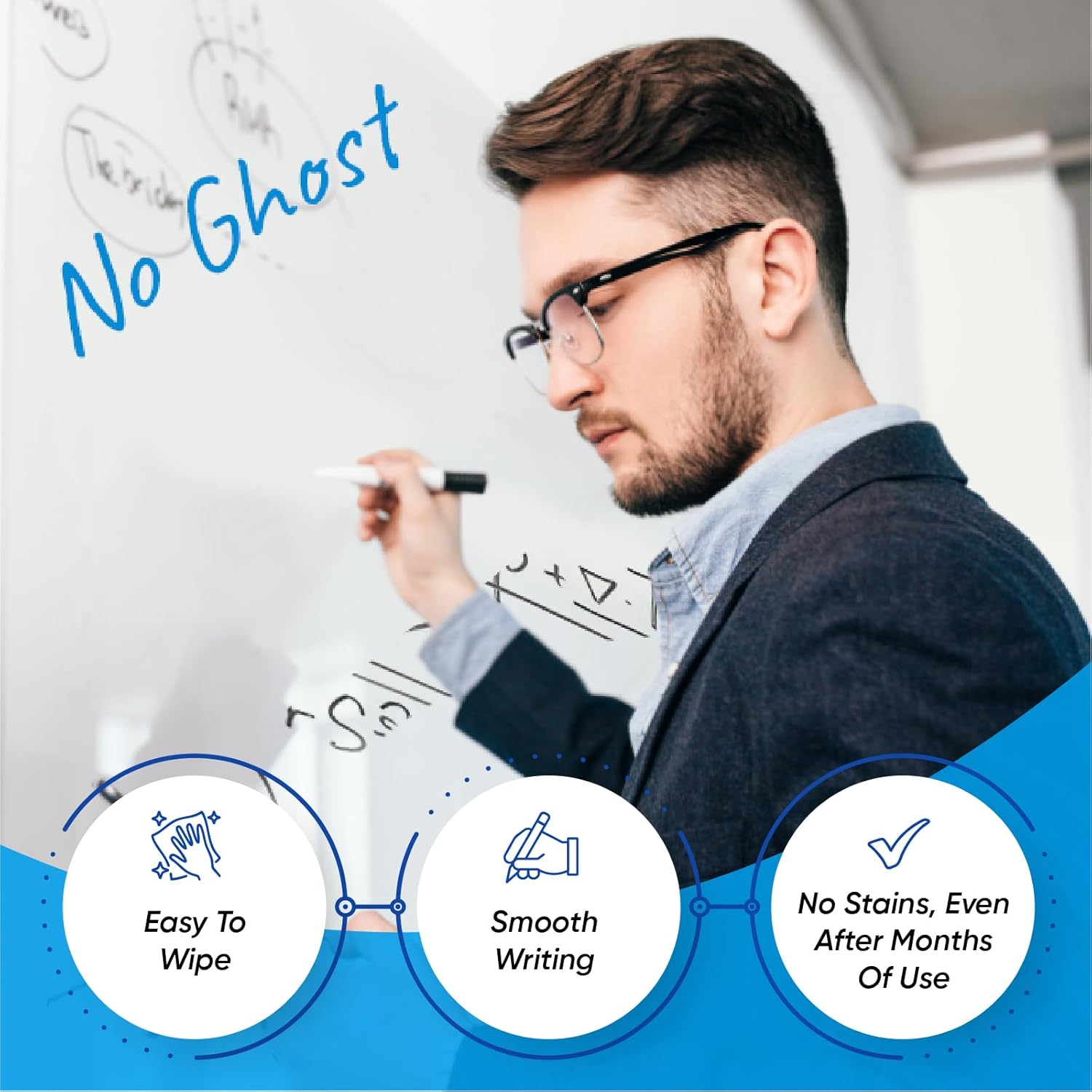Whiteboard Whiteboard Paper 335 x 44cm Dry Erase Self Adhesive Stain Resistant for Home Office Classroom Marker Included