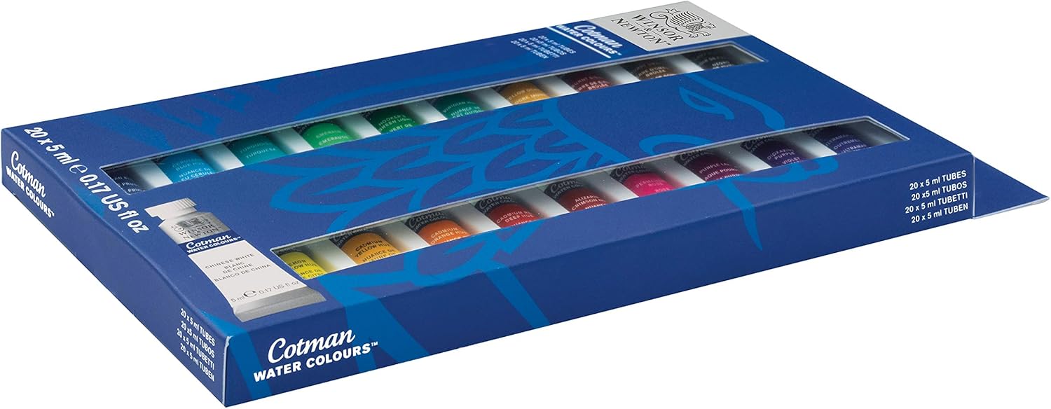 Winsor & Newton Cotman Starter Set 20 x 5ml, Watercolour, 100ml Color Set (Pack of 1) INITIATION