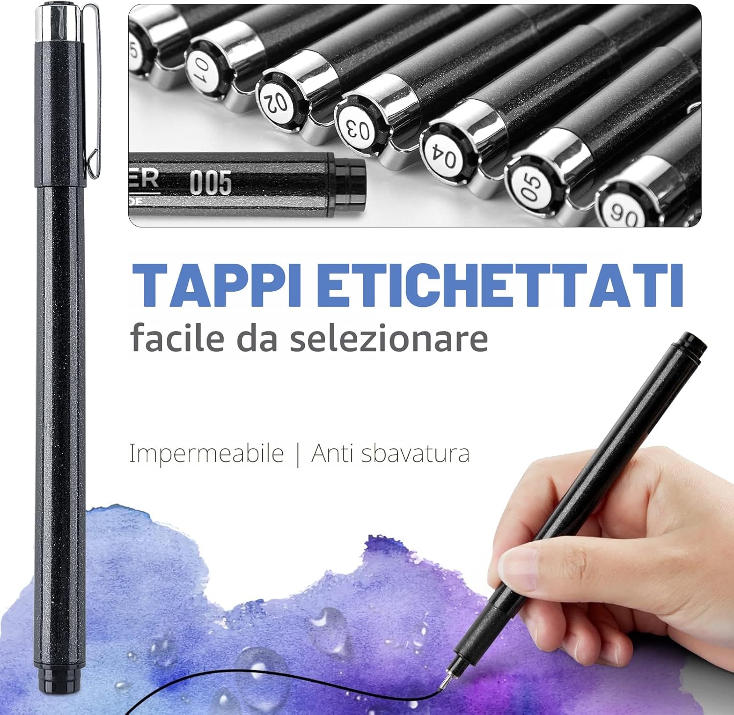 YISAN Calligraphy Pens for Lettering, Fineliner Pens, Pigment Liner, Fine Tip Markers, Black for Drawing, Ideal for Artists' Illustrations, Sketches and Technical Drawings, 902195 12 EU