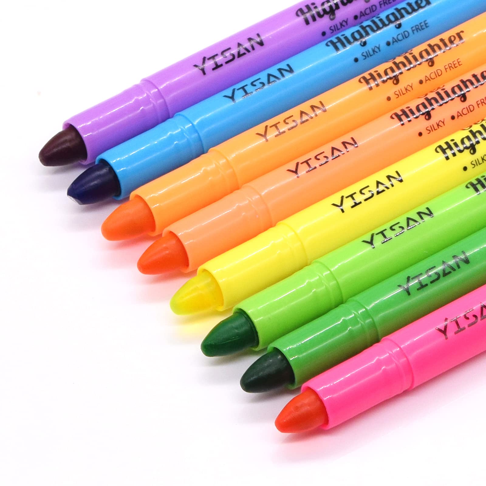 YISAN Gel Highlighter, Dry Highlighter for Bible in Solid Gel, Does Not Smudge, 8 Assorted Colors 20222 1 unit (Pack of 8)