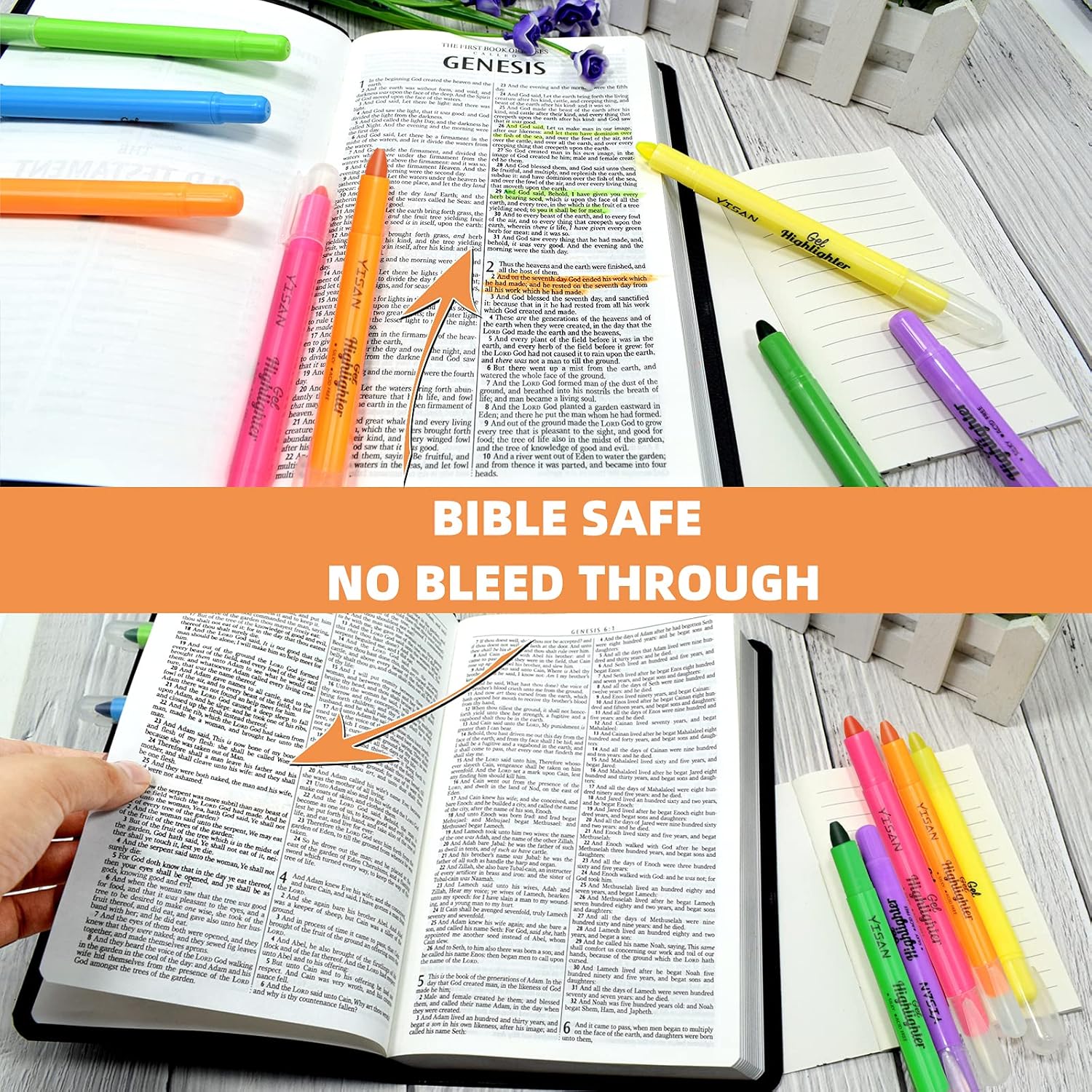 YISAN Gel Highlighter, Dry Highlighter for Bible in Solid Gel, Does Not Smudge, 8 Assorted Colors 20222 1 unit (Pack of 8)