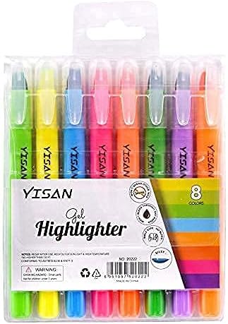 YISAN Gel Highlighter, Dry Highlighter for Bible in Solid Gel, Does Not Smudge, 8 Assorted Colors 20222 1 unit (Pack of 8)